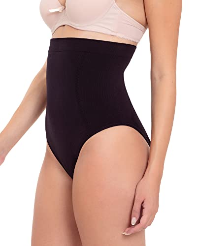 Channo Braga Faja Reductora con Silicona en la Cintura. Modelo sin Costuras. Tejido elástico y Suave. (Negro, L)