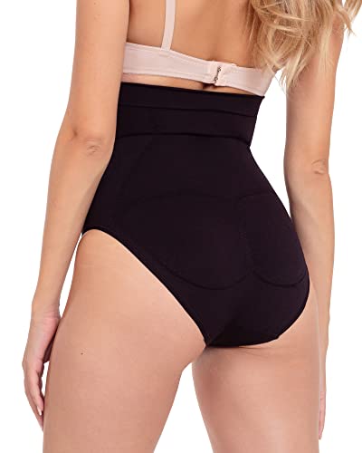 Channo Braga Faja Reductora con Silicona en la Cintura. Modelo sin Costuras. Tejido elástico y Suave. (Negro, L)
