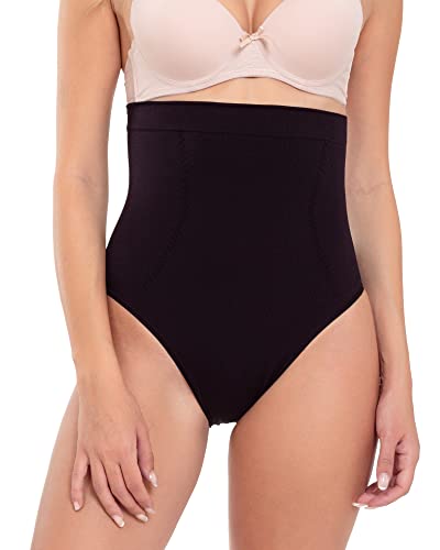 Channo Braga Faja Reductora con Silicona en la Cintura. Modelo sin Costuras. Tejido elástico y Suave. (Negro, L)