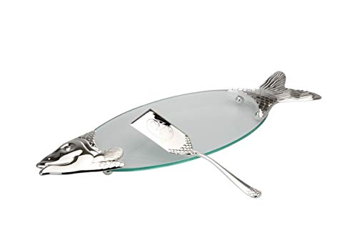 Chapado en plata de pescado salmón placa plato de vidrio plato nuevo + BRILLIBRUM FLYER