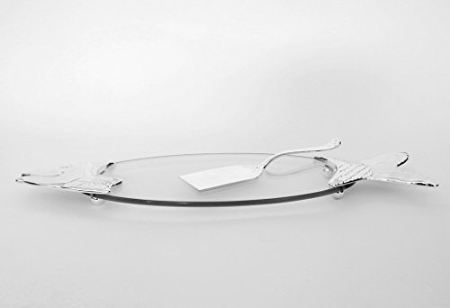Chapado en plata de pescado salmón placa plato de vidrio plato nuevo + BRILLIBRUM FLYER