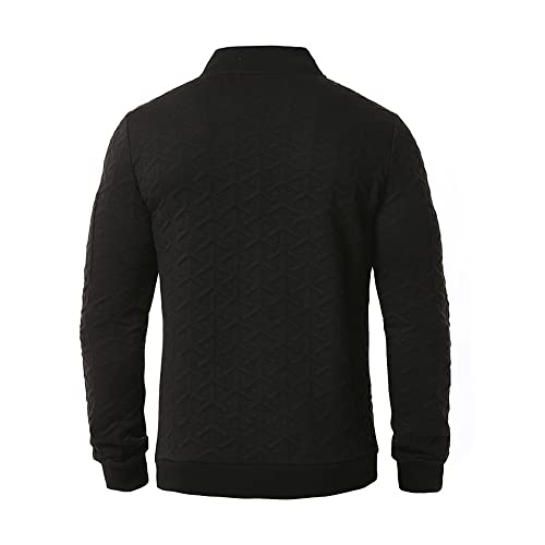 Chaqueta Hombre Regular Fit Cuello Pie/Capucha Empalme/Color Sólido Chaqueta Sport Hombres Primavera Otoño Chaqueta Transición Hombres Outdoor Chaqueta Prueba Viento Hombres W-Black4 L
