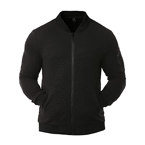 Chaqueta Hombre Regular Fit Cuello Pie/Capucha Empalme/Color Sólido Chaqueta Sport Hombres Primavera Otoño Chaqueta Transición Hombres Outdoor Chaqueta Prueba Viento Hombres W-Black4 L