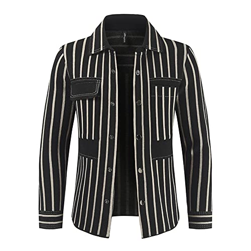 Chaqueta Hombres Manga Larga Slim Fit Rayas Chaqueta Hombres Tendencia Moda Estilo Británico Chaqueta Hombres Un Solo Pecho Primavera Otoño Casual Solapa Transición Chaqueta Hombres
