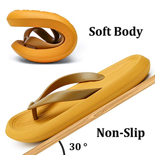 ChayChax Chanclas Hombre Mujer Verano Sandalias de Playa y Piscina Ligero Zapatillas de Ducha Antideslizante（Amarillo,38-39 EU