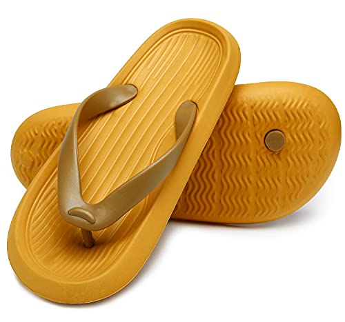 ChayChax Chanclas Hombre Mujer Verano Sandalias de Playa y Piscina Ligero Zapatillas de Ducha Antideslizante（Amarillo,38-39 EU