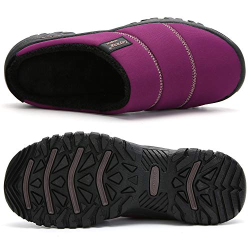 ChayChax Invierno Zapatillas de Estar por Casa para Mujer Hombre Memoria Espuma Pantuflas Antideslizante Impermeable Zapatilla de Interior Exterior Forro Calentar Zuecos, Morado-A, 39 EU