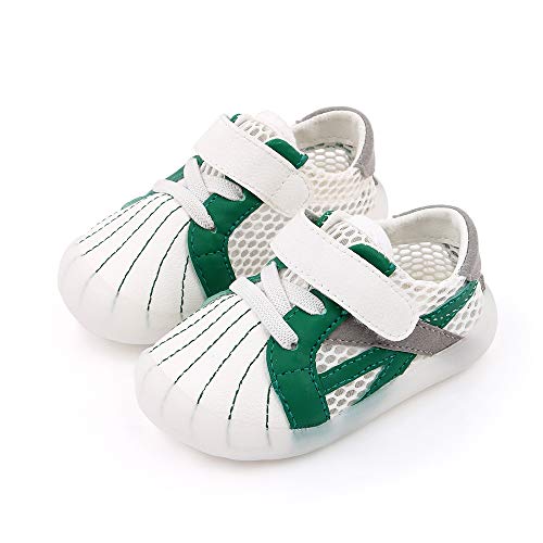 Cheerful Mario Zapatillas de Cuero Bebé Niño Niña (1-3 años) Primeros Pasos Zapatos Infantiles Niños Pequeños Suela Flexible Transpirable Verde 20 EU