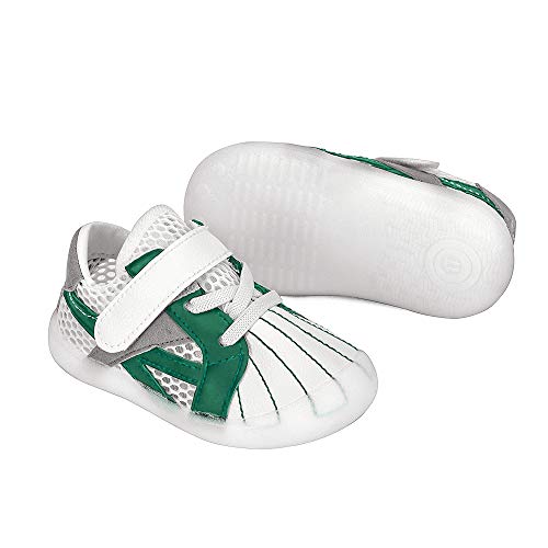 Cheerful Mario Zapatillas de Cuero Bebé Niño Niña (1-3 años) Primeros Pasos Zapatos Infantiles Niños Pequeños Suela Flexible Transpirable Verde 20 EU
