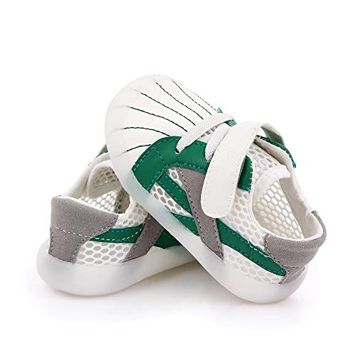 Cheerful Mario Zapatillas de Cuero Bebé Niño Niña (1-3 años) Primeros Pasos Zapatos Infantiles Niños Pequeños Suela Flexible Transpirable Verde 20 EU