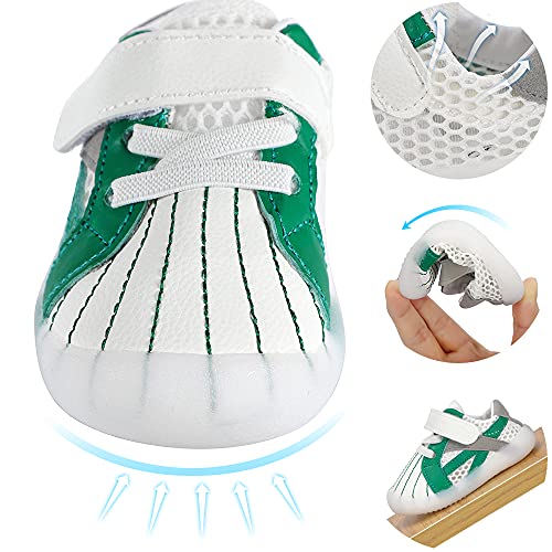 Cheerful Mario Zapatillas de Cuero Bebé Niño Niña (1-3 años) Primeros Pasos Zapatos Infantiles Niños Pequeños Suela Flexible Transpirable Verde 20 EU
