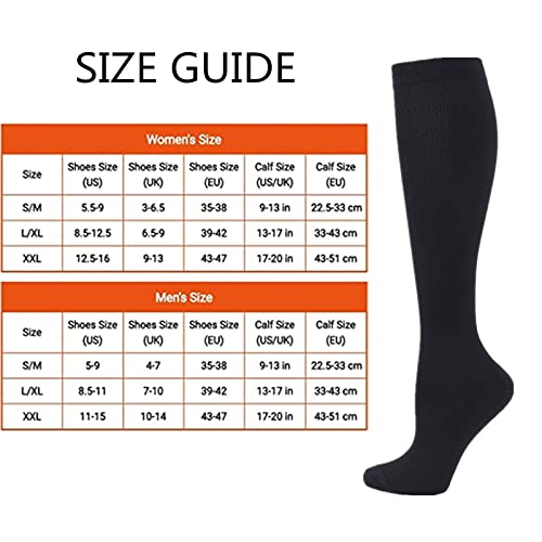 Cheeroyal Calcetines de Compresión de 20 a 30 mmHg para hombres y mujeres, ideales para recuperación, enfermeros, correr, maternidad, embarazo, vuelos, viajes, deportes y usos médicos (L, 2black)