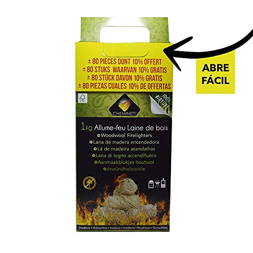 Cheminett 15748-6 Lana de Madera ecológica de Encendido rápido, de Larga duración y Gran Poder calorífico para chimeneas, Estufas, hornos de leña, Beis