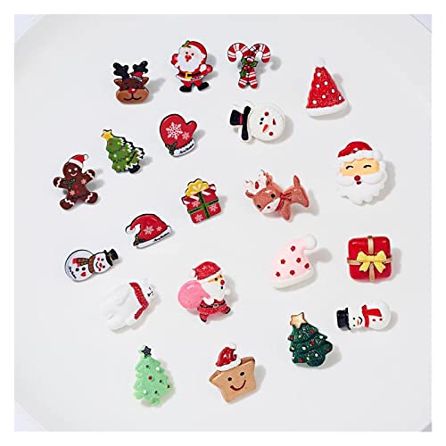 CHHNGPON Broche Conjunto de Broche de la Navidad de Moda con Tarjeta de Papel Santa Claus muletas Alces acrílico muñeco de Nieve Sombrero Navidad Broche Insignias Banderas for Mujer (Metal Color : 4)