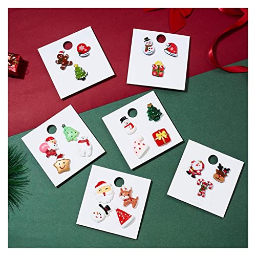 CHHNGPON Broche Conjunto de Broche de la Navidad de Moda con Tarjeta de Papel Santa Claus muletas Alces acrílico muñeco de Nieve Sombrero Navidad Broche Insignias Banderas for Mujer (Metal Color : 4)