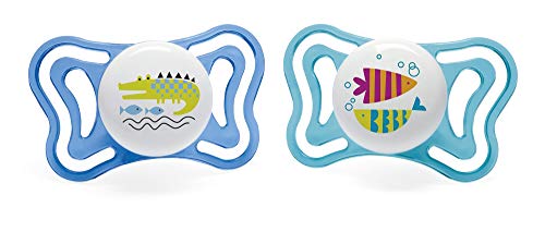 Chicco PhysioForma Light, Chupete 16-36 Meses, 2 Piezas, Chupetes con Tetina de Silicona, Ayuda a la Respiración Fisiológica y Favorece el Desarrollo Correcto de la Boca, Colores Surtidos, Azul