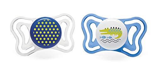 Chicco PhysioForma Light, Chupete 16-36 Meses, 2 Piezas, Chupetes con Tetina de Silicona, Ayuda a la Respiración Fisiológica y Favorece el Desarrollo Correcto de la Boca, Colores Surtidos, Azul