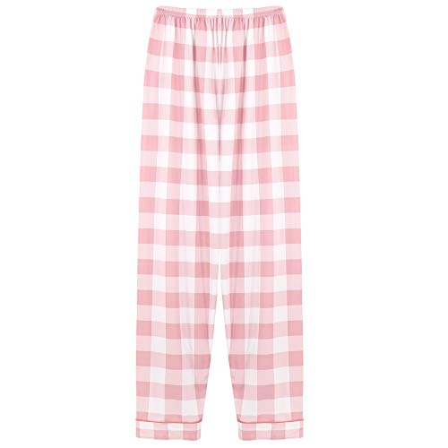 Chickwin Pijama de Manga Larga con Botones para Mujer Estilo Japones Tartán Ropa de Dormir Invierno Dos Piezas - Suave Cómodo Casual Mujer Chandal Pjs Regalo Navidad (Rosado,M)