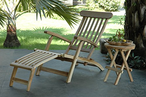 CHICREAT - Mesa auxiliar de balcón o jardín de madera de teca de aproximadamente 40 cm Ø