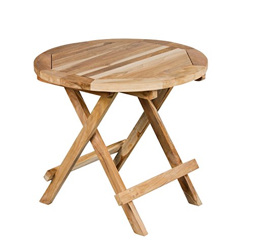 CHICREAT - Mesa auxiliar de balcón o jardín de madera de teca de aproximadamente 40 cm Ø