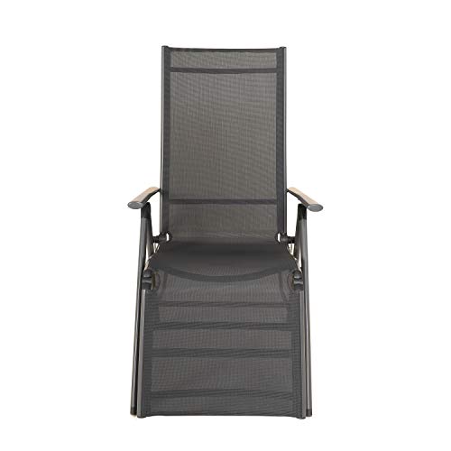 Chicreat - Silla de relax de aluminio Korfu con reposabrazos, 73 x 60 x 114 cm, Gris