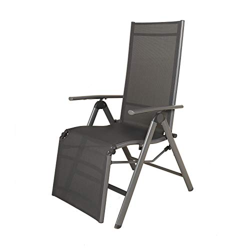 Chicreat - Silla de relax de aluminio Korfu con reposabrazos, 73 x 60 x 114 cm, Gris