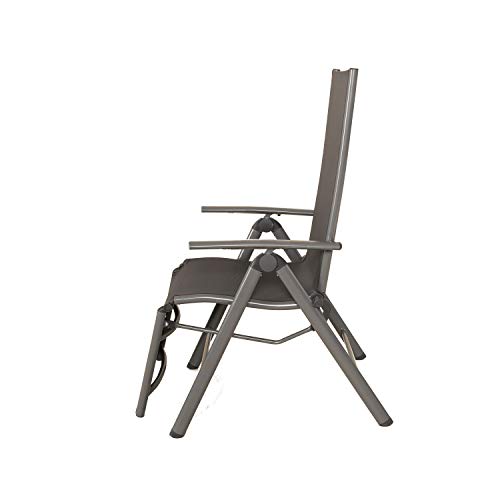 Chicreat - Silla de relax de aluminio Korfu con reposabrazos, 73 x 60 x 114 cm, Gris