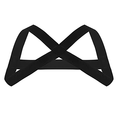 CHICTRY Arnés de Pecho Hombre Arnés de Músculo de Cuerpo de Hombro Atractivo Traje de Arnés Cinturón Elástico con Anillas Metálicas Lencería Erótica Negro 5 Talla Única