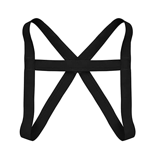 CHICTRY Arnés de Pecho Hombre Arnés de Músculo de Cuerpo de Hombro Atractivo Traje de Arnés Cinturón Elástico con Anillas Metálicas Lencería Erótica Negro 5 Talla Única