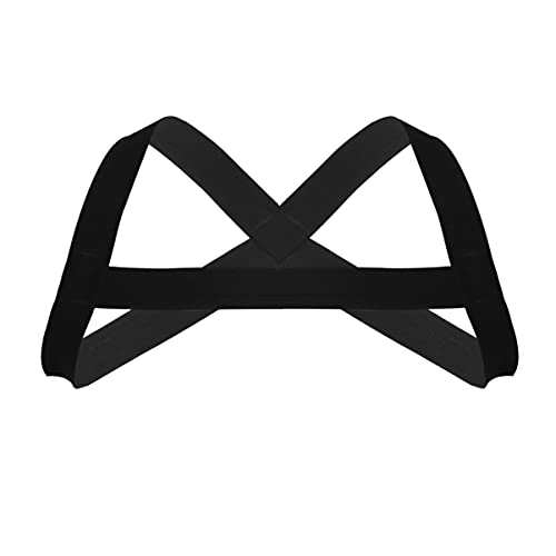 CHICTRY Arnés de Pecho Hombre Arnés de Músculo de Cuerpo de Hombro Atractivo Traje de Arnés Cinturón Elástico con Anillas Metálicas Lencería Erótica Negro 5 Talla Única