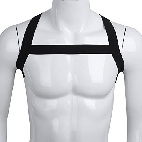 CHICTRY Arnés de Pecho Hombre Arnés de Músculo de Cuerpo de Hombro Atractivo Traje de Arnés Cinturón Elástico con Anillas Metálicas Lencería Erótica Negro 5 Talla Única