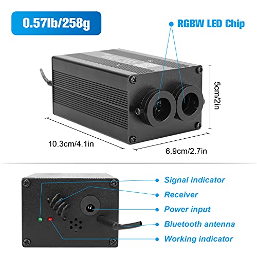 CHINLY Bluetooth 12W RGBW Twinkle LED Fibra óptica Kit de luces de techo en forma de estrella APLICACIÓN / Control remoto 450pcs * (0,75 + 1,0 + 1,5mm) * 3m para Hogar / Coche