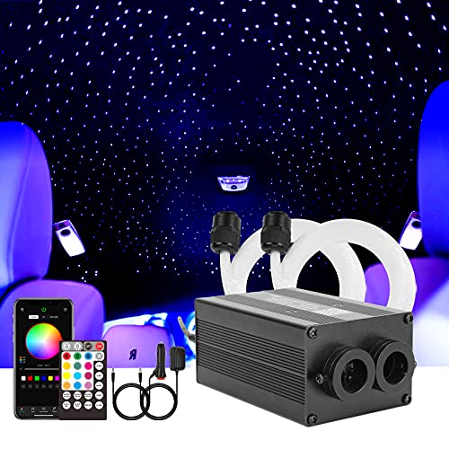 CHINLY Bluetooth 12W RGBW Twinkle LED Fibra óptica Kit de luces de techo en forma de estrella APLICACIÓN / Control remoto 450pcs * (0,75 + 1,0 + 1,5mm) * 3m para Hogar / Coche