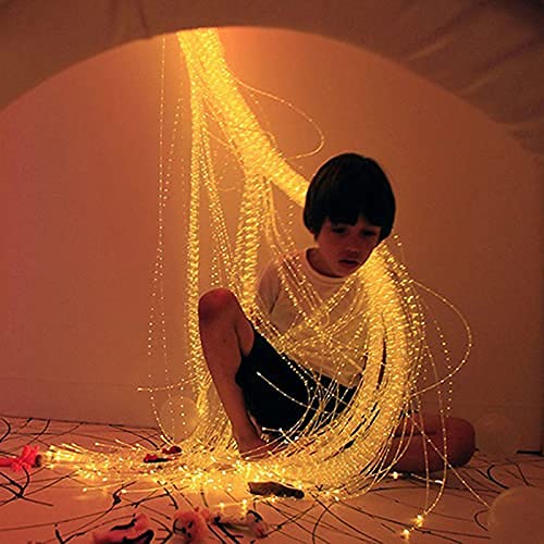 CHINLY Bluetooth 16W RGBW Kit de luz de cortina de fibra óptica, APLICACIÓN / Punto de destello remoto Iluminación de cascada Luz sensorial para niños Decoración para el hogar 300pcs 1.0mm 3m
