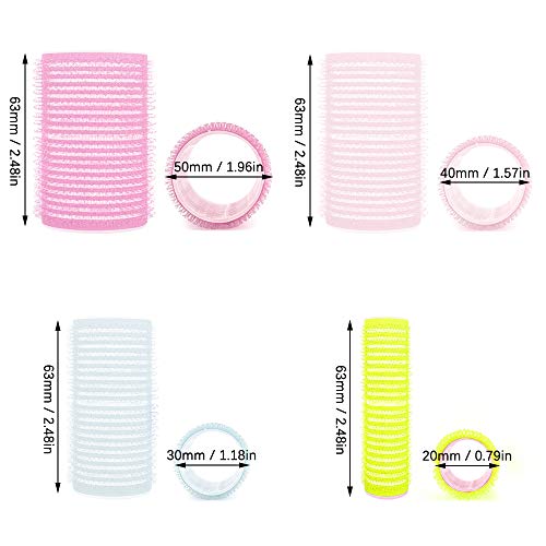 Chostky 44 rulos de pelo con autoagarre para el cabello, rodillos de sujeción adhesivos, rizadores de peluquería, herramientas de bricolaje, diseño de pelo rizado, color aleatorio (50, 40, 30, 20mm)