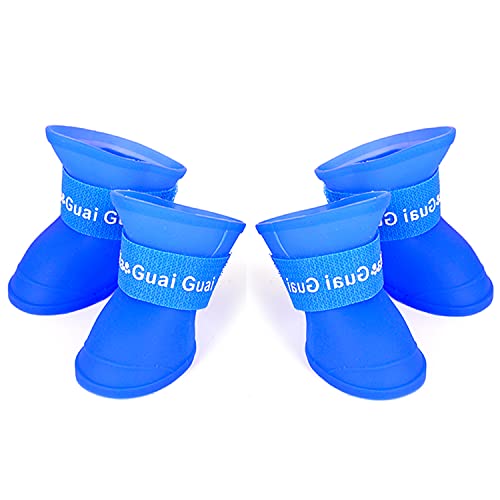 Chuajunn 4Pcs Botas de Lluvia para Perros, Zapatos de Silicona Antideslizantes Impermeables para Mascotas, Protectoras Botas de Lluvia Cachorros (S)