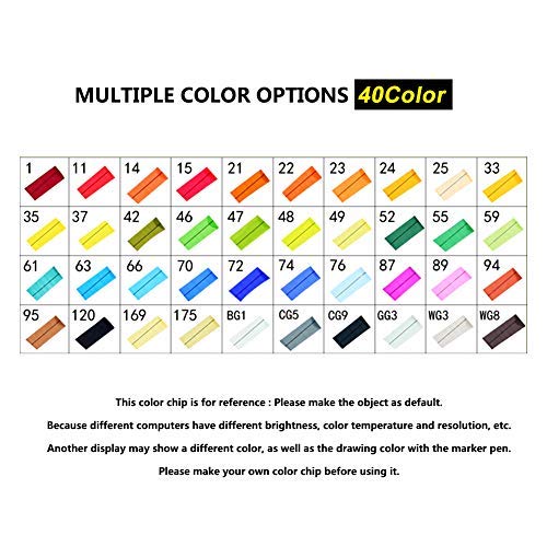 Ciaoed 40 Colores Marker Pen Set Dibujo rotulador Graffiti Pen Alcohol de Punta Doble ara Acuarela Graffiti para Principiantes Set de Rotuladores de Boceto Hecho a Mano