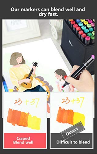 Ciaoed 40 Colores Marker Pen Set Dibujo rotulador Graffiti Pen Alcohol de Punta Doble ara Acuarela Graffiti para Principiantes Set de Rotuladores de Boceto Hecho a Mano