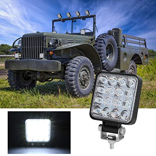 CICMOD 4 Pzs Faro LED Trabajo, 12V 24V 48W 6000lm Focos LED Tractor IP67 Impermeable per Off-Road SUV UTV ATV Camión Cuadrado