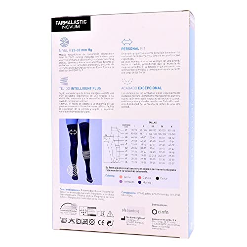 CINFA S.A. Farmalastic Intelligent Media Larga, Nivel 2, Talla 3, Color Caviar