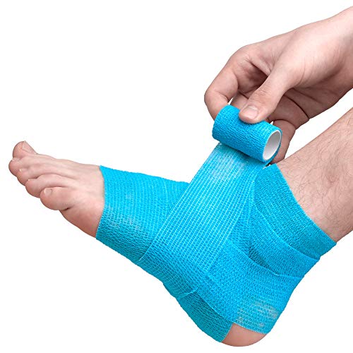 Cinta cohesiva auto adherente, Paquete de 6. 2"x 5 yardas, rollos de vendaje autoadhesivos y envoltura deportiva para tobillos, muñecas, esguinces de rodilla e inflamación, en colores variados