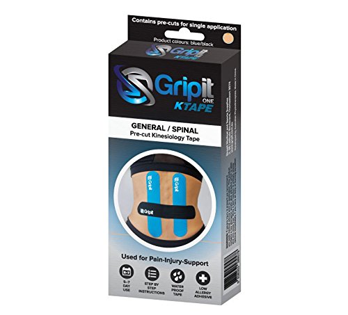 Cinta kinesiológica pre-cortada para las lumbares, marca Gripit (Productos desarrollados en Australia por fisioterapeutas y profesionales del deporte) (Beige)