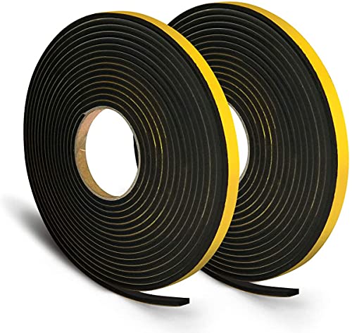 Cinta selladora de 2 rollos de espuma, 5 metros autoadhesiva para sellar colisiones contra corrientes de 12mm x 3 mm cinta de espuma, usada para sellar puertas y ventanas (negra)