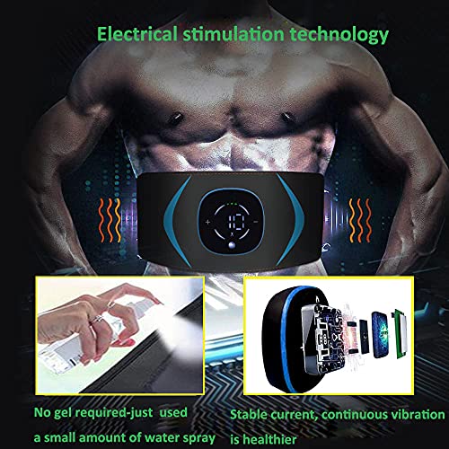 Cinturon Vibratorio Abdominales, Cinturon Electroestimulador Abdominales, Abs Estimulador Muscula para Hombre/Mujer, Abdomen no Necesita Almohadillas ni Gel, 10 Modos, 20 Niveles Diferentes para