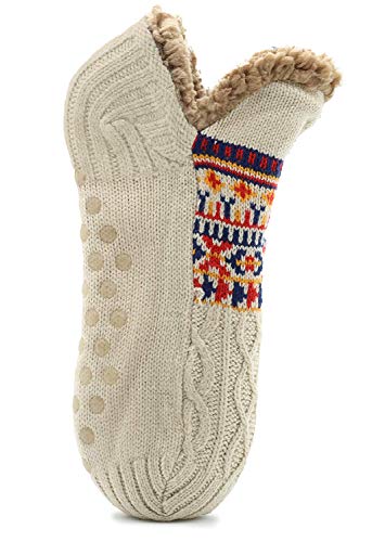 CityComfort Calcetines Antideslizantes Hombre, Calcetines Hombre Invierno, Calcetines Para Casa Forro Polar Suave, Regalos Originales Para Hombre (Beige)