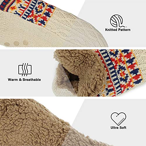 CityComfort Calcetines Antideslizantes Hombre, Calcetines Hombre Invierno, Calcetines Para Casa Forro Polar Suave, Regalos Originales Para Hombre (Beige)