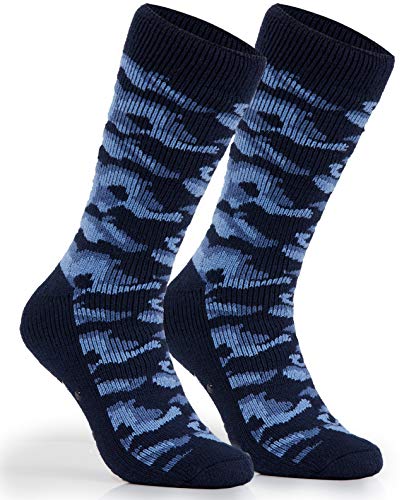CityComfort Calcetines Antideslizantes Hombre, Calcetines Hombre Invierno, Calcetines Para Casa Forro Suave, Regalos Originales Para Hombre Adolescente (Azul Marino)