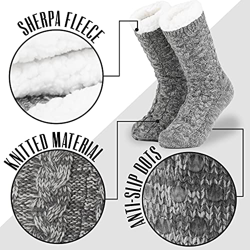CityComfort Calcetines Mujer Antideslizantes, Calcetines Mujer Invierno de Forro Polar Estar por Casa, Ropa Mujer Invierno, Regalos Para Mujer Adolescentes (Gris Melange)
