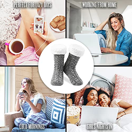 CityComfort Calcetines Mujer Antideslizantes, Calcetines Mujer Invierno de Forro Polar Estar por Casa, Ropa Mujer Invierno, Regalos Para Mujer Adolescentes (Gris Melange)