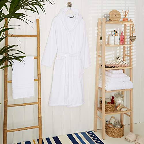 CityComfort Señoras Robe Luxury Terry Toweling algodón bata albornoz Mujeres altamente absorbente mujeres con capucha y Shawl Towel baño abrigo (XL, blanco)